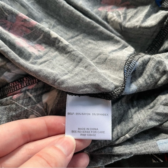 Modcloth Floral Fit And Flare Dress Womens Large Black Jersey Vneck - Picture 6 of 7